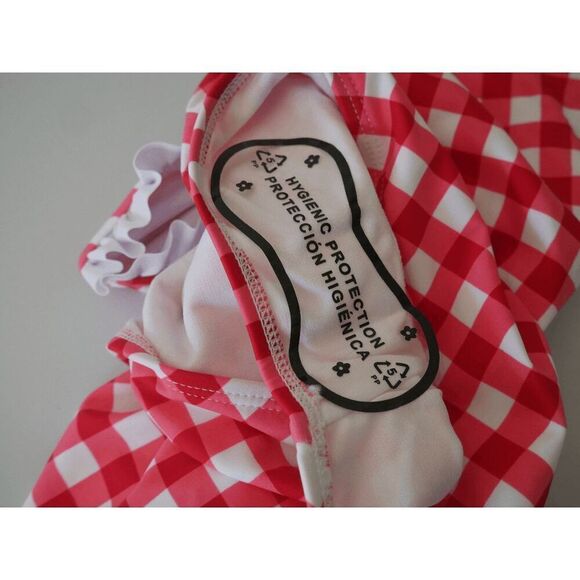 Coral Reef Women's retro red & white gingham ruffle swim bottom XXL (18/20) - Picture 6 of 7